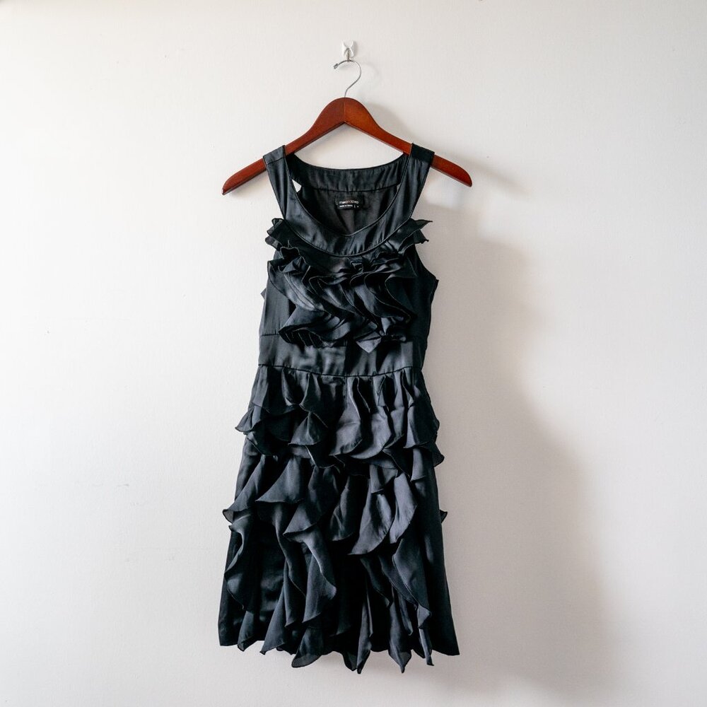 Max and Cleo Ruffle Sleeveless Midi Dress | Black | Party, Cocktail Party
